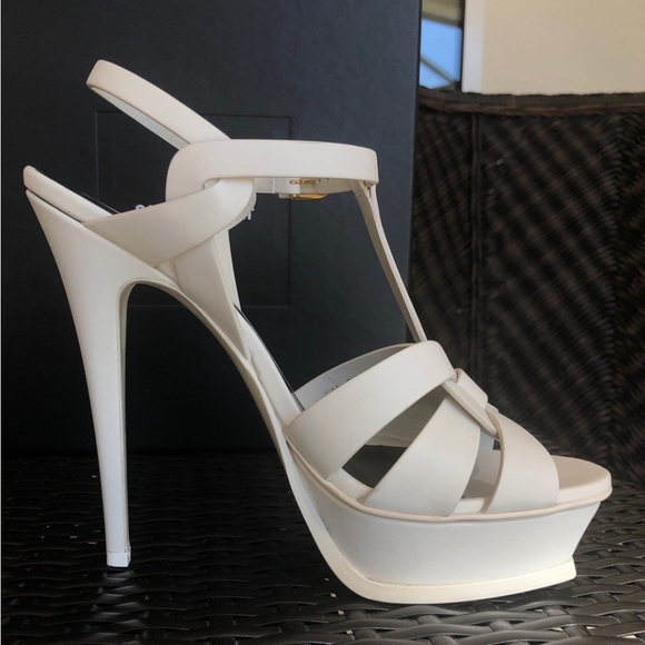 YSL SAINT LAURENT White Tribute Platform Sandals size 41 ( fits 10- 10,5) - Picture 4 of 16